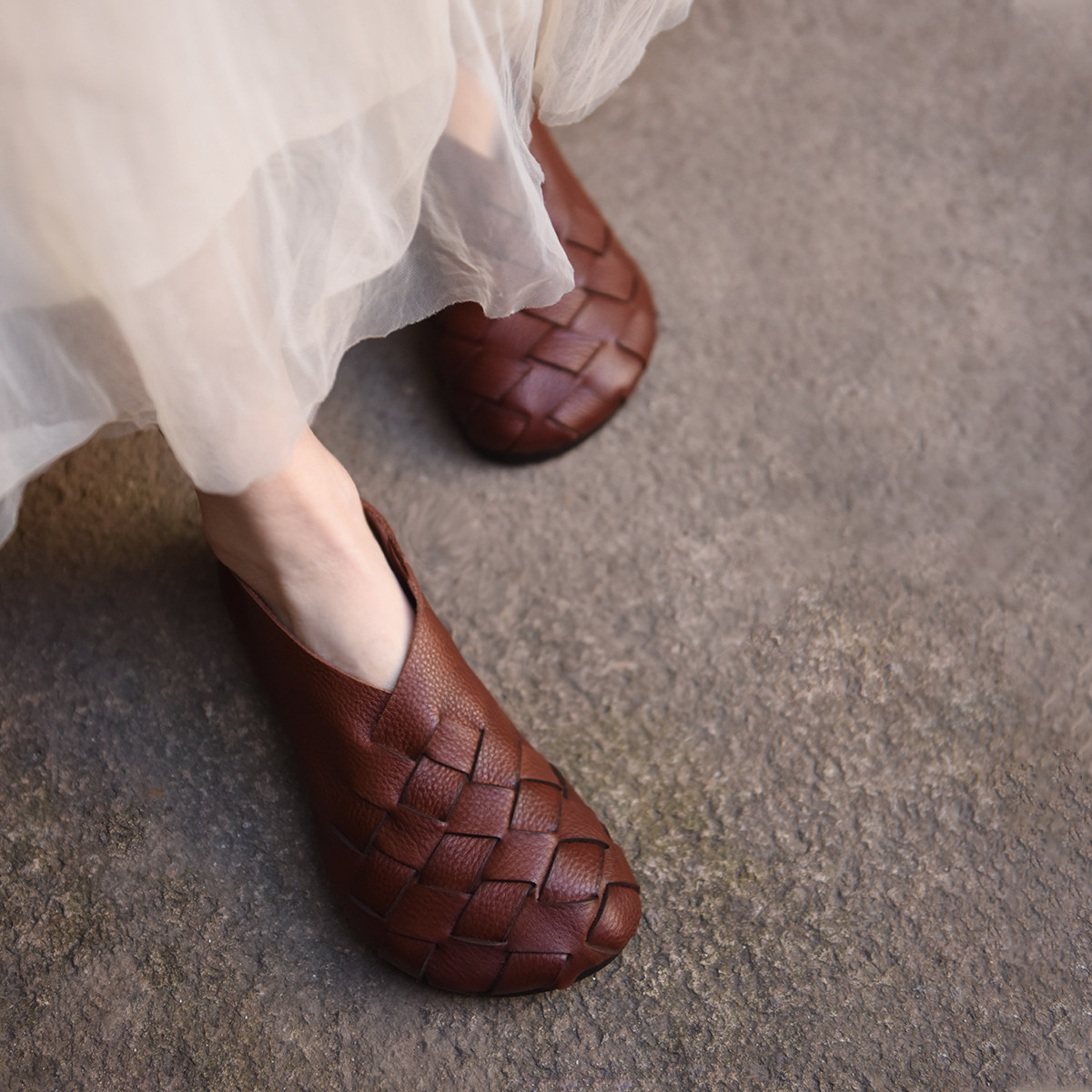 Artmu阿木原创古风手工编织一脚蹬乐福鞋女软底深口单鞋平底鞋,淘宝优惠券,粉丝福利购,淘宝优惠卷