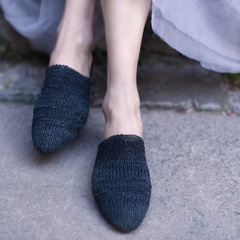 Artmu阿木原创欧美真皮编织平底包头皮拖鞋外穿舒适软底凉拖女夏,淘宝优惠券,粉丝福利购,淘宝优惠卷