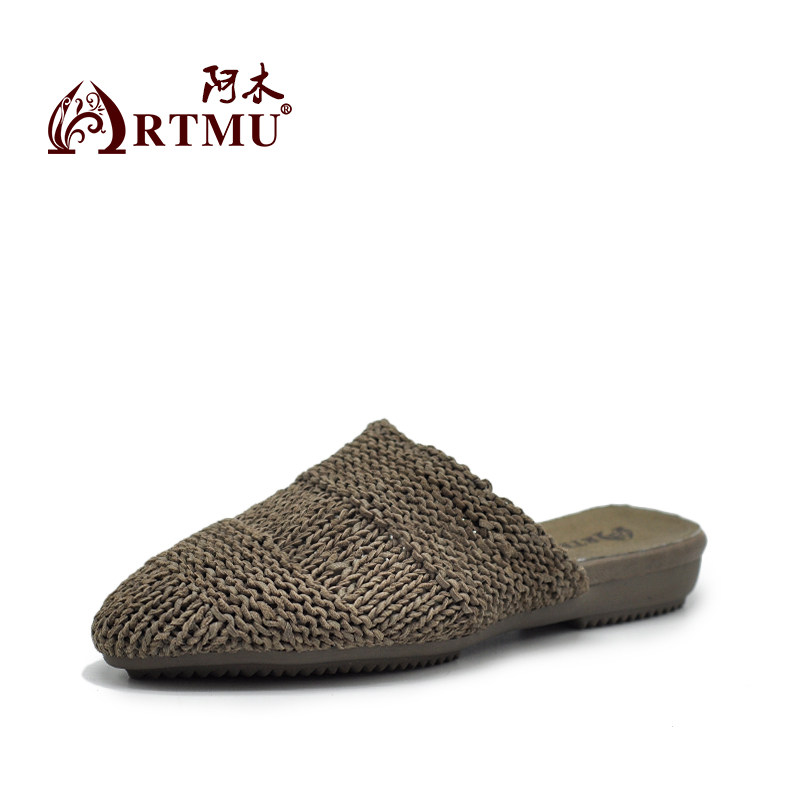 Artmu阿木原创欧美真皮编织平底包头皮拖鞋外穿舒适软底凉拖女夏,淘宝优惠券,粉丝福利购,淘宝优惠卷