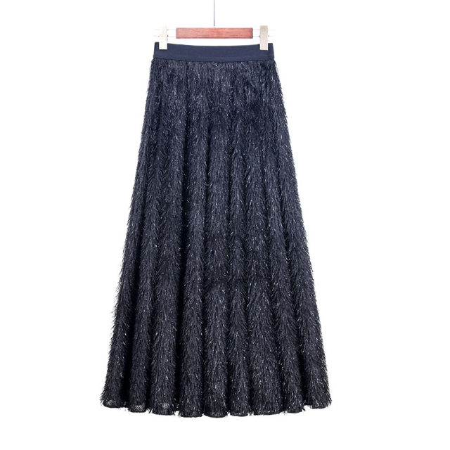 2024 Autumn High Waisted Slim Women's Skirt with Fringed Long Skirt