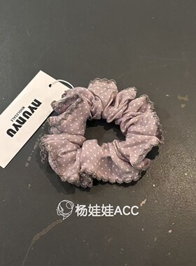682206韩国东大门nyunyu新款高级感甜美波点荷叶边发圈