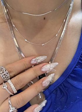 542014韩国东大门momo通体纯银新款水滴链条手链项链脚链