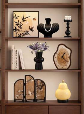 中古风入户门玄关装饰柜摆件组合创意客厅家居布置好物高级感软装