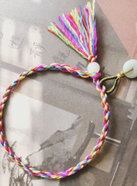 东海水晶线五彩绳成人白珠一根线手绳桑蚕丝古法结绳端午小礼品