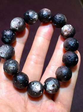 东海水晶银曜石陨石手链16MM男款霸气款男士生日礼物