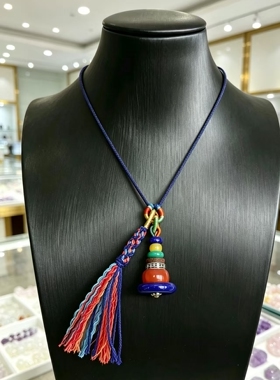 藏式手作天然石材堆砌玛尼堆项链七脉轮青金石南红蜜蜡沉香绿松