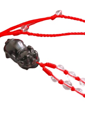 乌鸦血石亥猪吊坠挂绳可换联系客服咨询相关13705125470