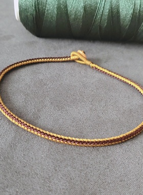 细款补土五行绳手链脚链咖色讲姜黄色撞色手链缺土者佩戴