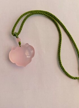 天然粉水晶爱心吊坠长命锁如意锁长手编挂绳爱情故事