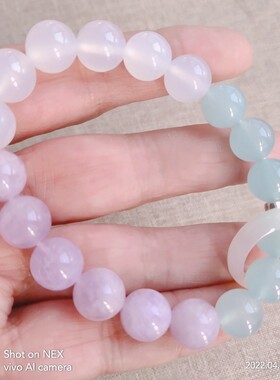 云海石蓝玉髓薰衣草加云海石圈手持手链10MM
