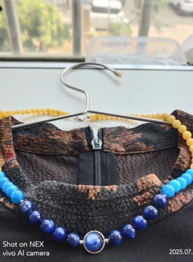 蓝绒晶橘子石靛蓝晶组合项链颗颗精品长度45厘米珠珠直径6－10MM