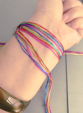 柔软蚕丝线真丝线孕妇产妇婴儿可以佩戴五彩线端午节