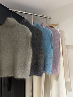 Korean style kengtiao 100 brushed wool long-hair brushed turtleneck warm sleeveless soft pullover sweater vest