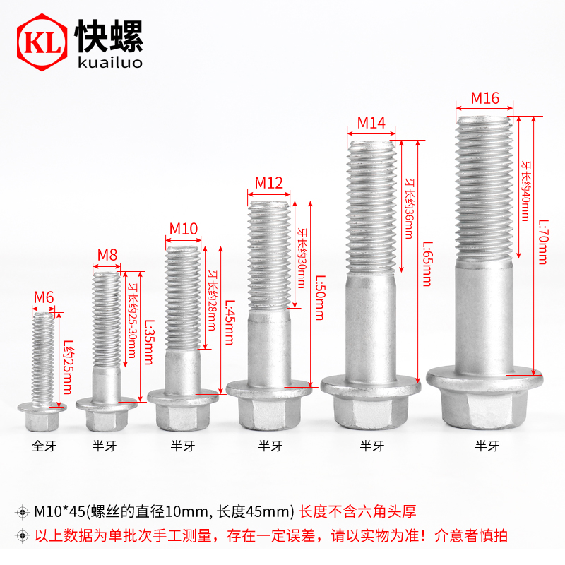 达克罗10.9级外六角法兰面螺栓M6M8M10M12M14M16*12*150带垫螺丝 - 图0