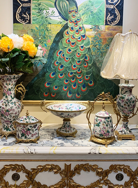 欧美饰家陶瓷黄铜居家美式粉彩