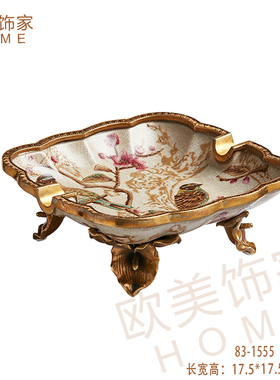 陶瓷花鸟摆件美式风首饰盒