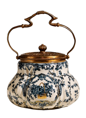 美式陶瓷配铜青花手绘客厅