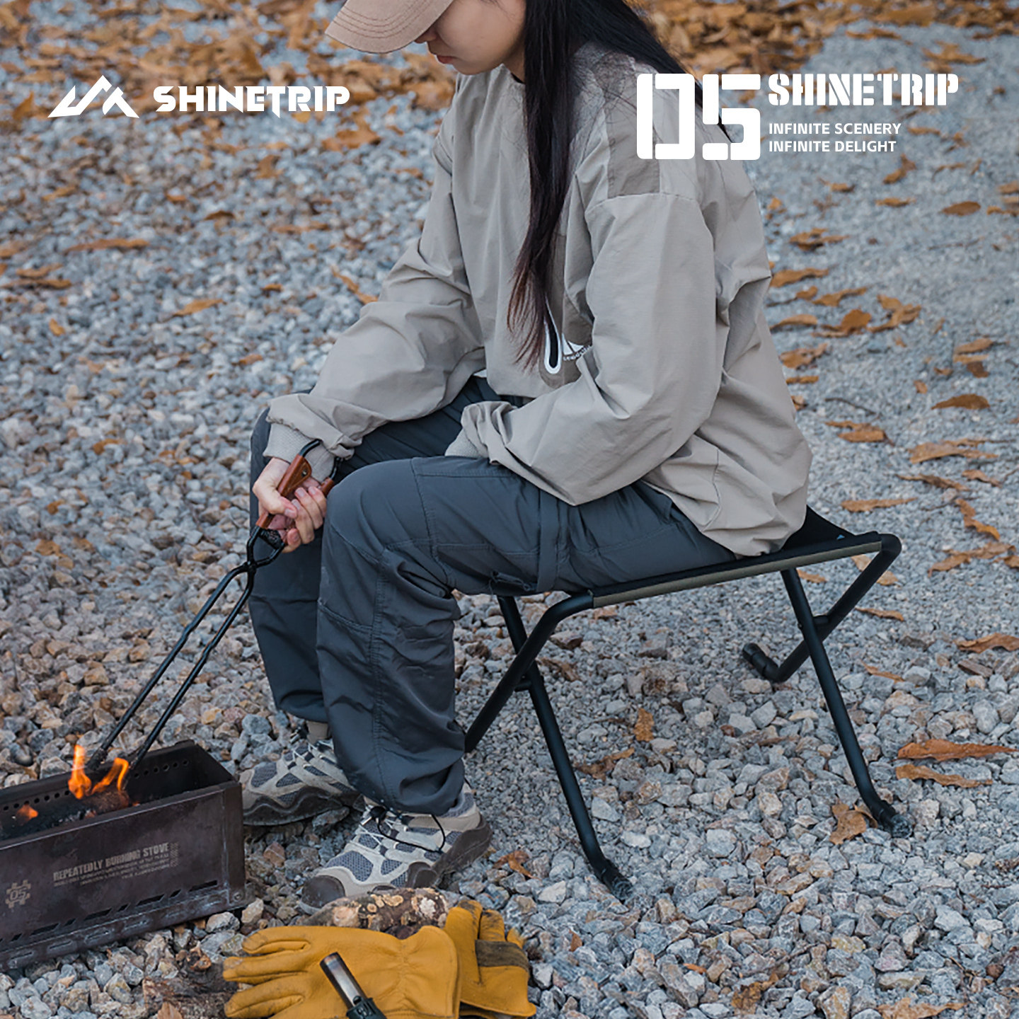 ShineTrip山趣户外马扎可调节椅子露营折叠超轻便携钓鱼小板凳 - 图3