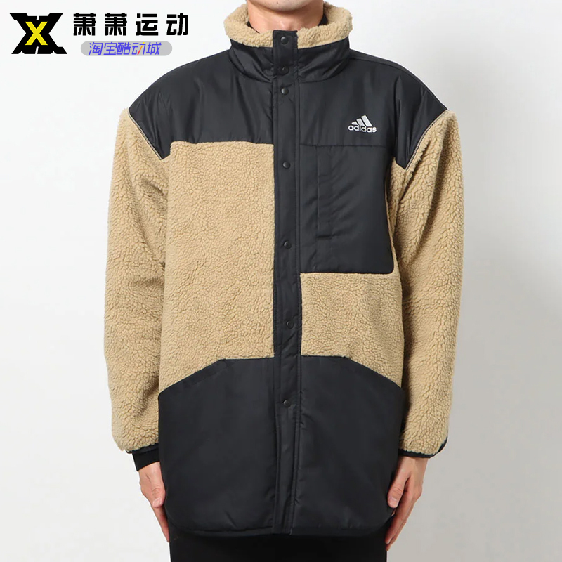 Adidas阿迪达斯男子羊羔绒外套冬季毛绒运动立领茄克H40910/40902 - 图0