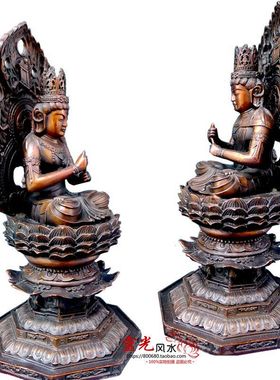 台湾祥狮纯铜大日如来背光佛像