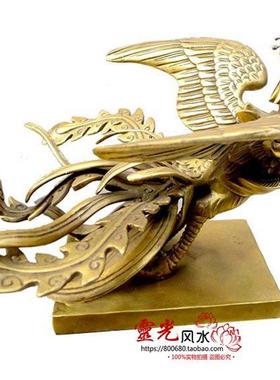 祥狮纯铜凤凰摆件四灵之朱雀黄铜