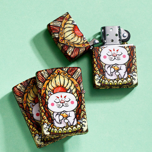 zippo打火机正版原装 哑漆彩印黄金万两熊猫 鸿运当头 国潮风礼品 - 图2