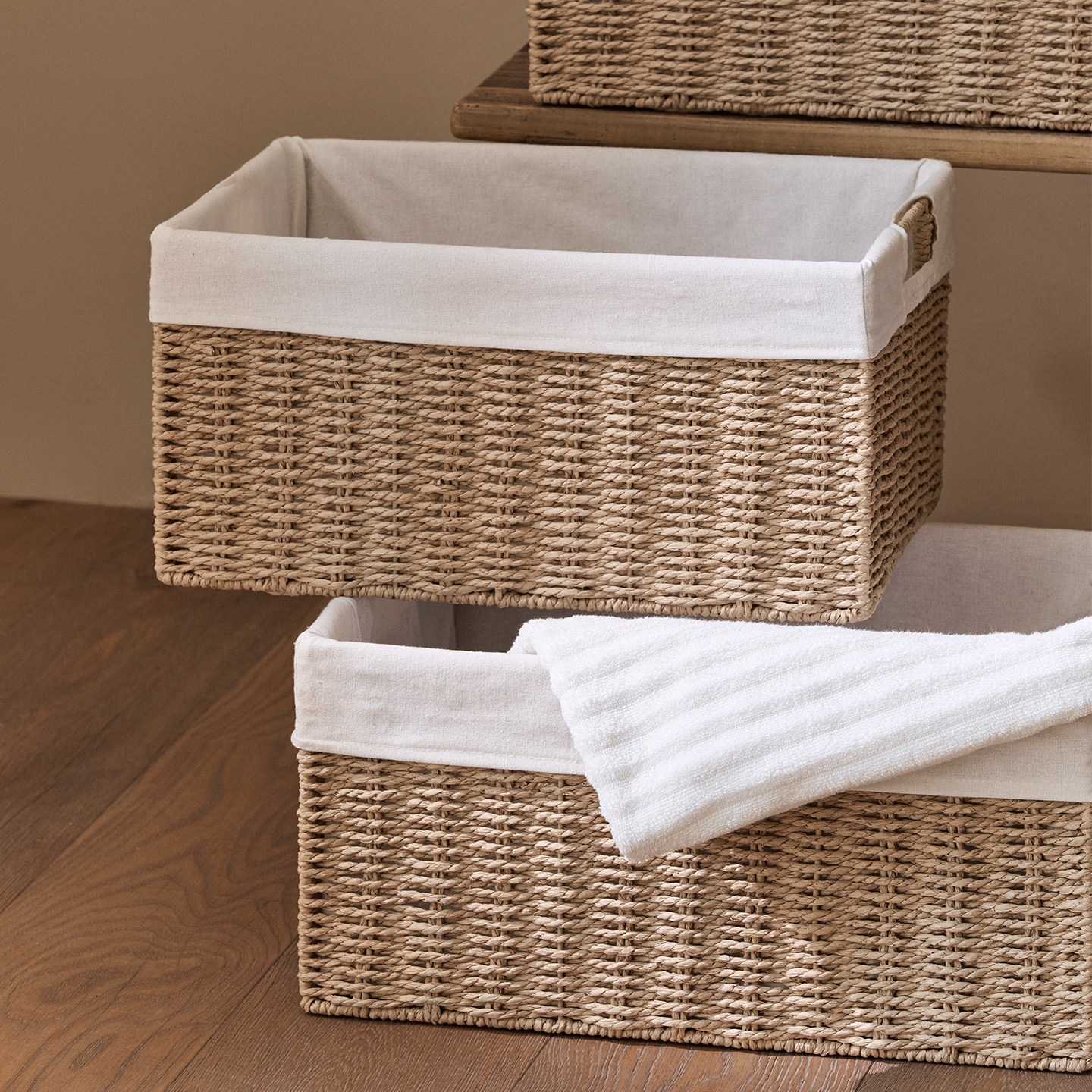 收纳筐家用仿藤编草编玩具零食杂物储物篮桌面收纳盒编织收纳框,淘宝优惠券,粉丝福利购,淘宝优惠卷