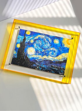 彩色亚克力相框摆台ins风长方形挂墙装裱双面画框透明diy洗照片