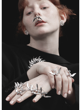 群鸟系列飞鸟开口戒指