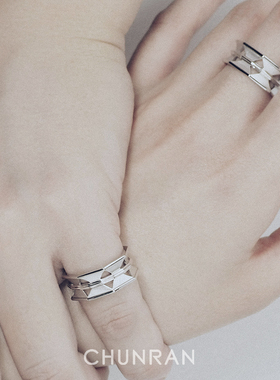 chunran新款系列银色圆环戒指