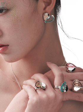 CHUNRAN心形S925银镶嵌宝石戒指