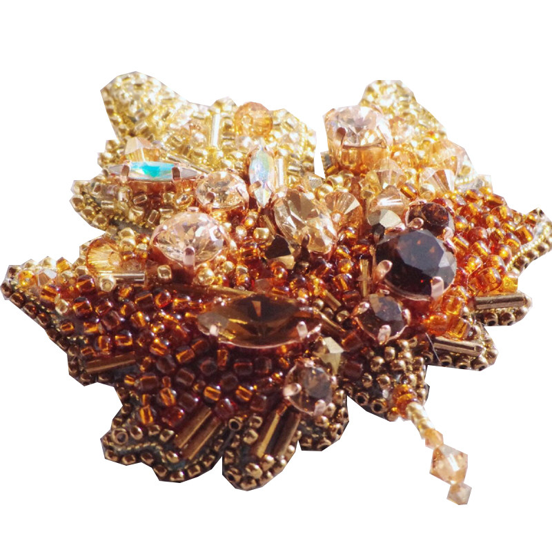 【SEMLY STUDIO 】[材料包]满珠绣枫叶胸针施华洛钻手工刺绣diy手,淘宝优惠券,粉丝福利购,淘宝优惠卷