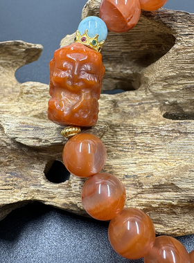 2025新款女士天然冰飘南红玛瑙冰红搭配满肉雕刻度母手串手链单圈