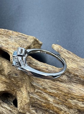 天然伦敦蓝托PA石S925银镶轻奢个性活口可调节戒圈戒指 一物一图