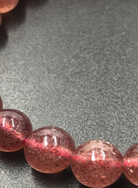 天然草莓晶女冰种粉水晶招桃花生日礼物闺蜜桃花石手链手串