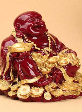 笑佛客厅工艺品朱砂招财供奉