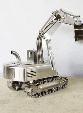 耀莎不锈钢挖掘机模型摆件