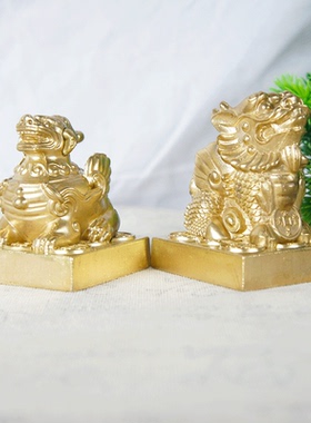 黄铜貔貅公母一对摆件文创展示