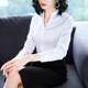 Professional white shirt women's long-sleeved V-neck stand-up collar business formal work clothes shirt suit 4S shop work clothes top