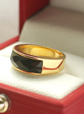 黑曜石钛钢戒指男个性潮人复古女