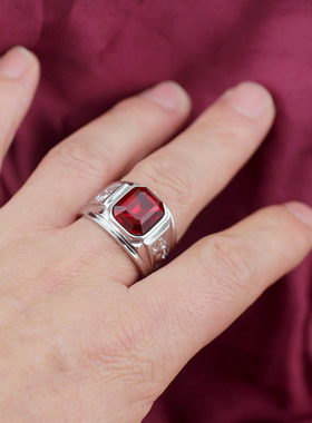 红宝石钛钢不掉色刻字男士戒指