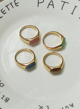 虎眼石青金石玉髓戒指