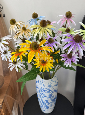 5头松果菊仿真花束多色混搭