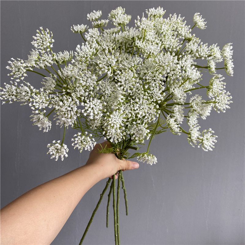 3头蕾丝花 仿真蕾丝花满天星手捧花情人节婚纱摄影装饰花自然森系