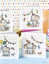 Cross embroidered source file small elephant birthday card