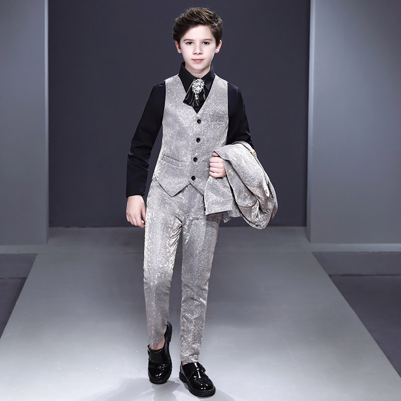 男童马甲套装帅气英伦儿童小西装走秀钢琴演出服中大童主持人礼服