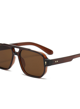 欧美新款方形时尚双梁墨镜太阳镜男跨境复古休闲驾驶商务潮流墨镜