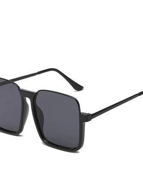 2023新款倒挂太阳镜女欧美复古个性半框方形墨镜网红明星款眼镜男