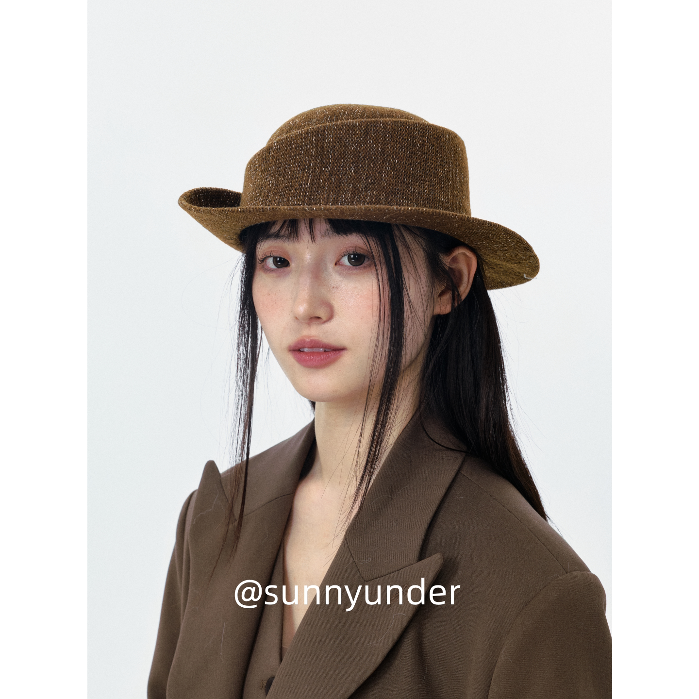 复古咖啡色翘沿马术帽女春秋冬韩版日系百搭显脸小度假礼帽潮ins