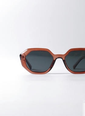 小众多边形偏光UV400紫灰色墨镜